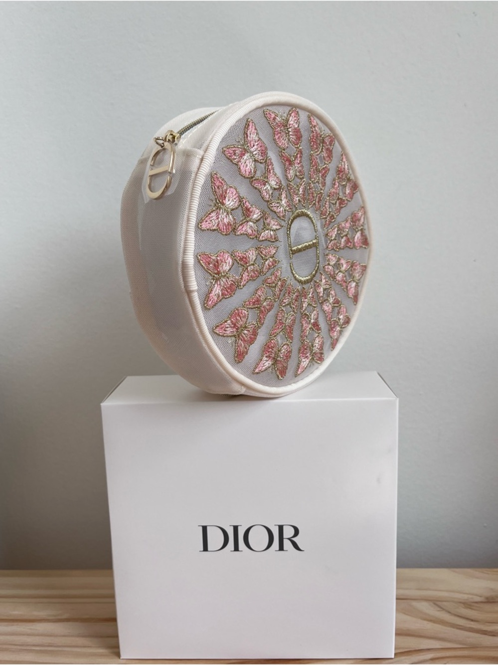 Dior Embroidered Butterfly Round Pouch - Picture 3 of 4